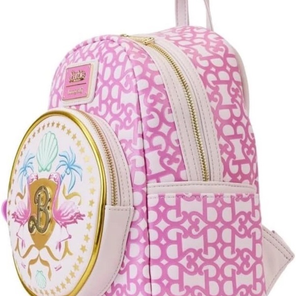 Loungefly Barbie Mini Backpack B Logo Pattern Barbie Movie Bag New - Picture 2 of 4